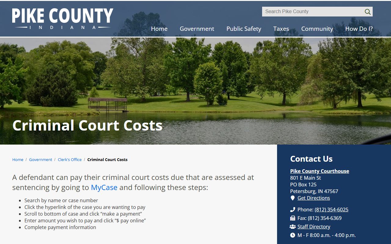 Pike County criminal court records criminal court costs page