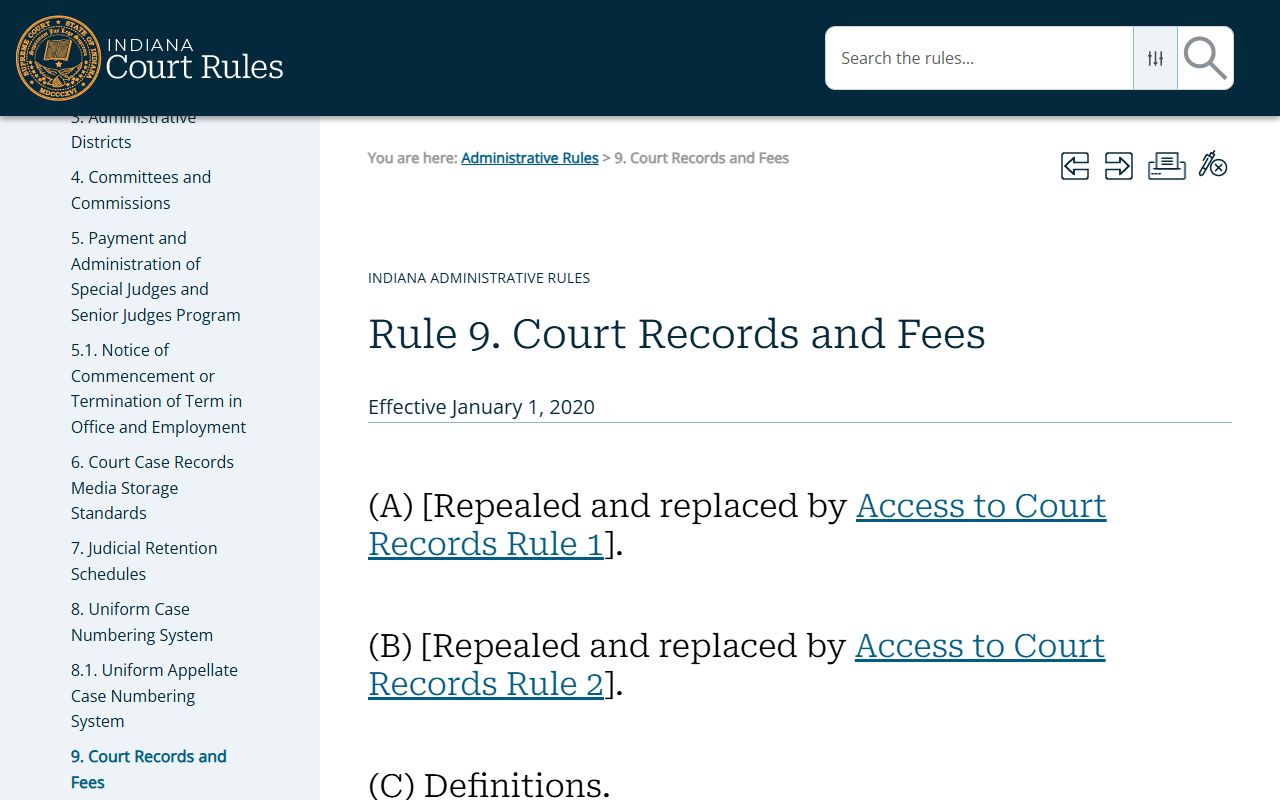 Pike County court records Indiana Administrative Rule 9