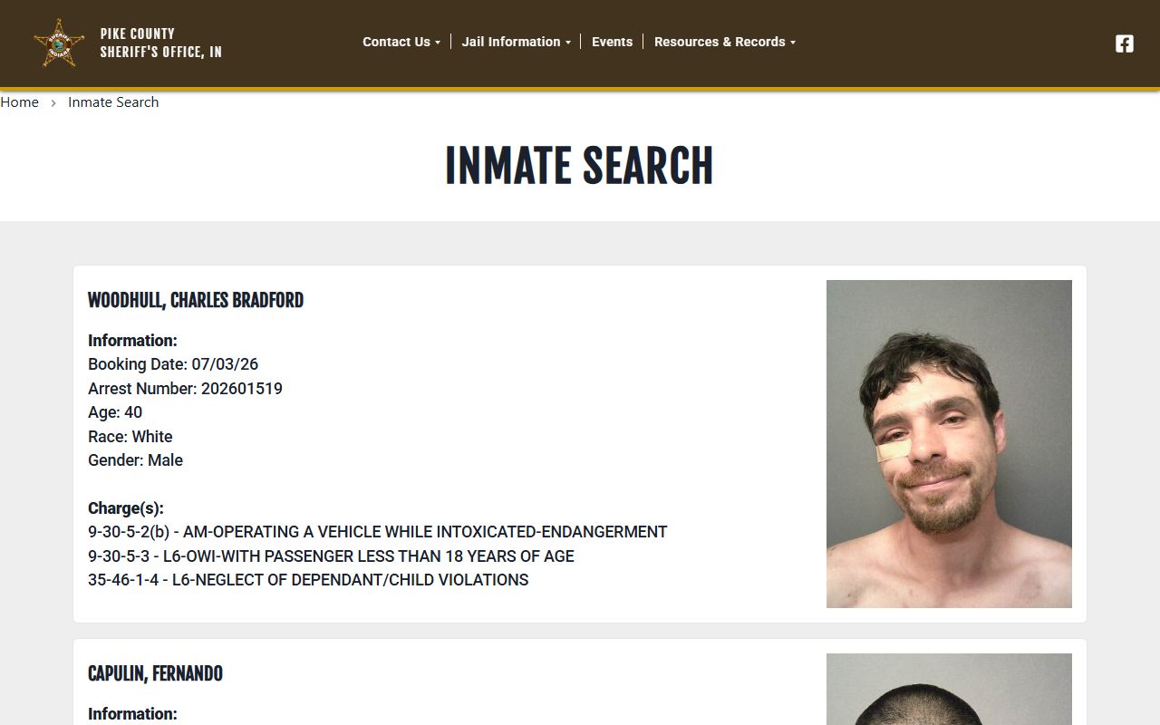 Pike County inmate search official sheriff roster page