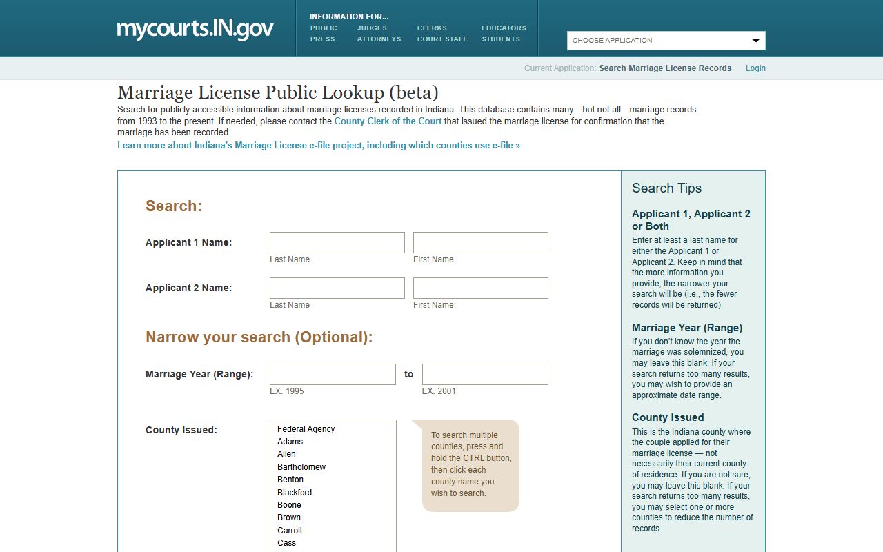 Pike County marriage records public lookup search fields