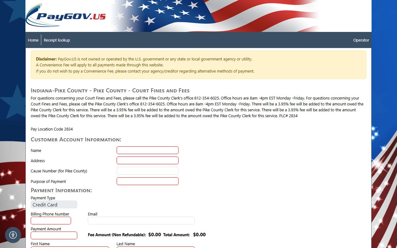 Pike County traffic court records PayGov payment page
